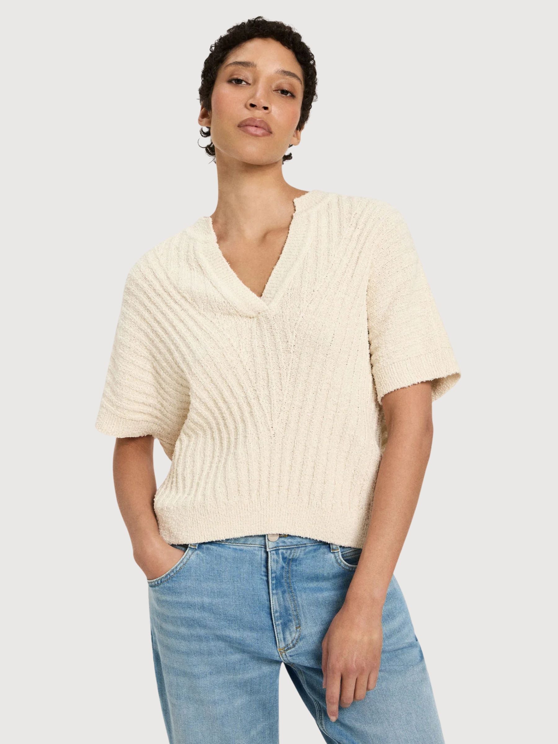 Pullover Boucle Creme Gots | Lanius