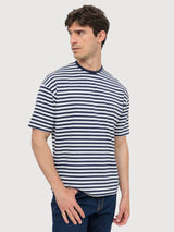 Tancredi Viskose Herren-T-Shirt Blau/Weiß | Rifo