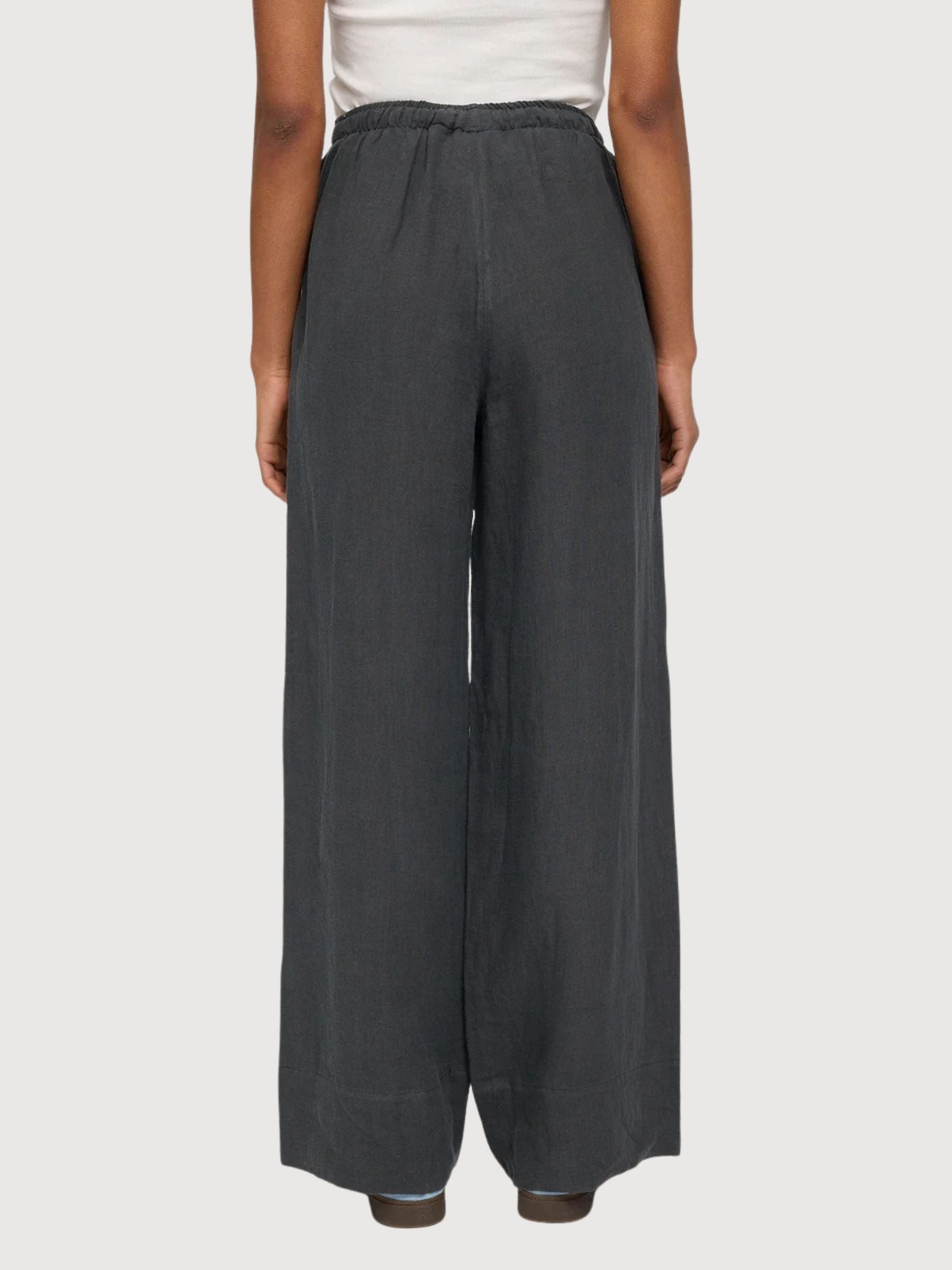Leinenhose mit Kordelzug, Damen, Anthra | Mazine