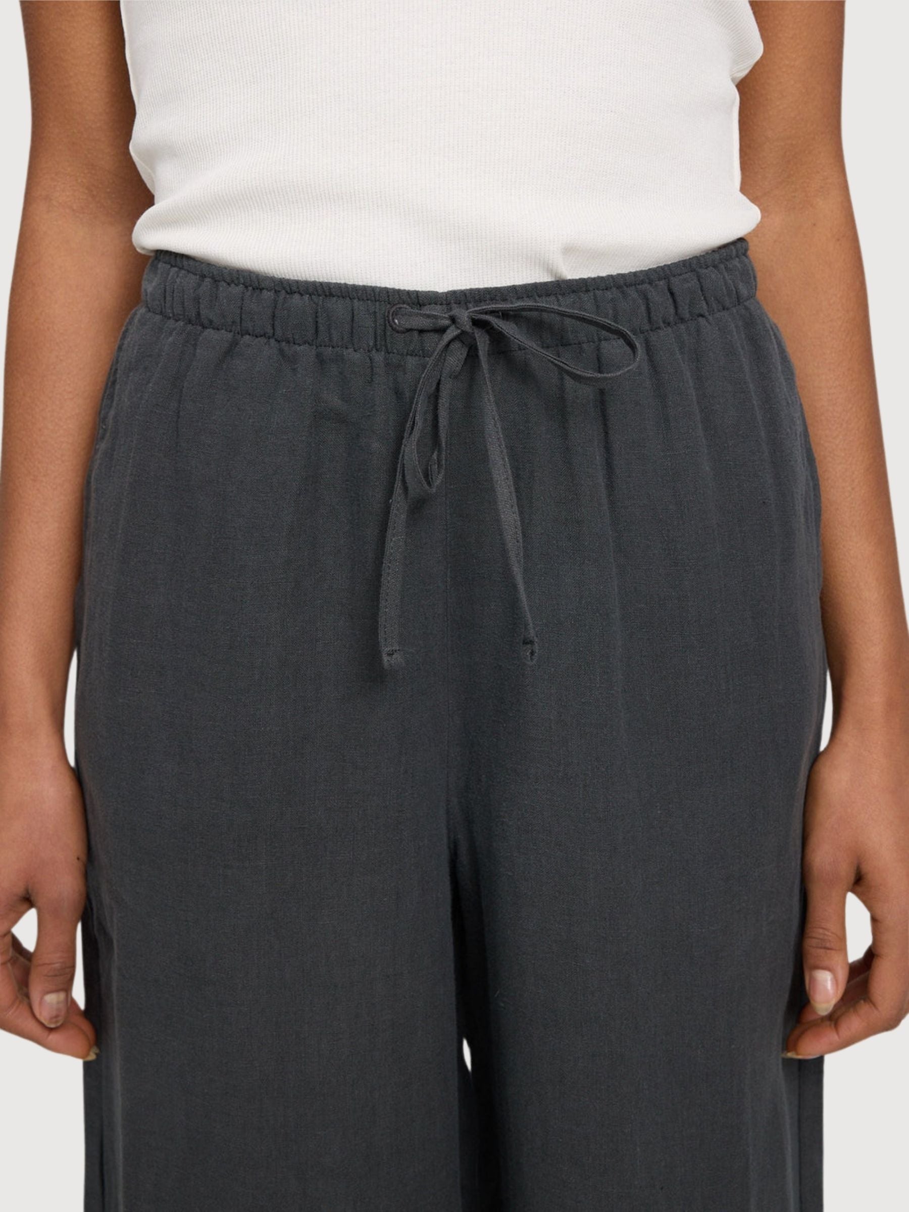 Leinenhose mit Kordelzug, Damen, Anthra | Mazine