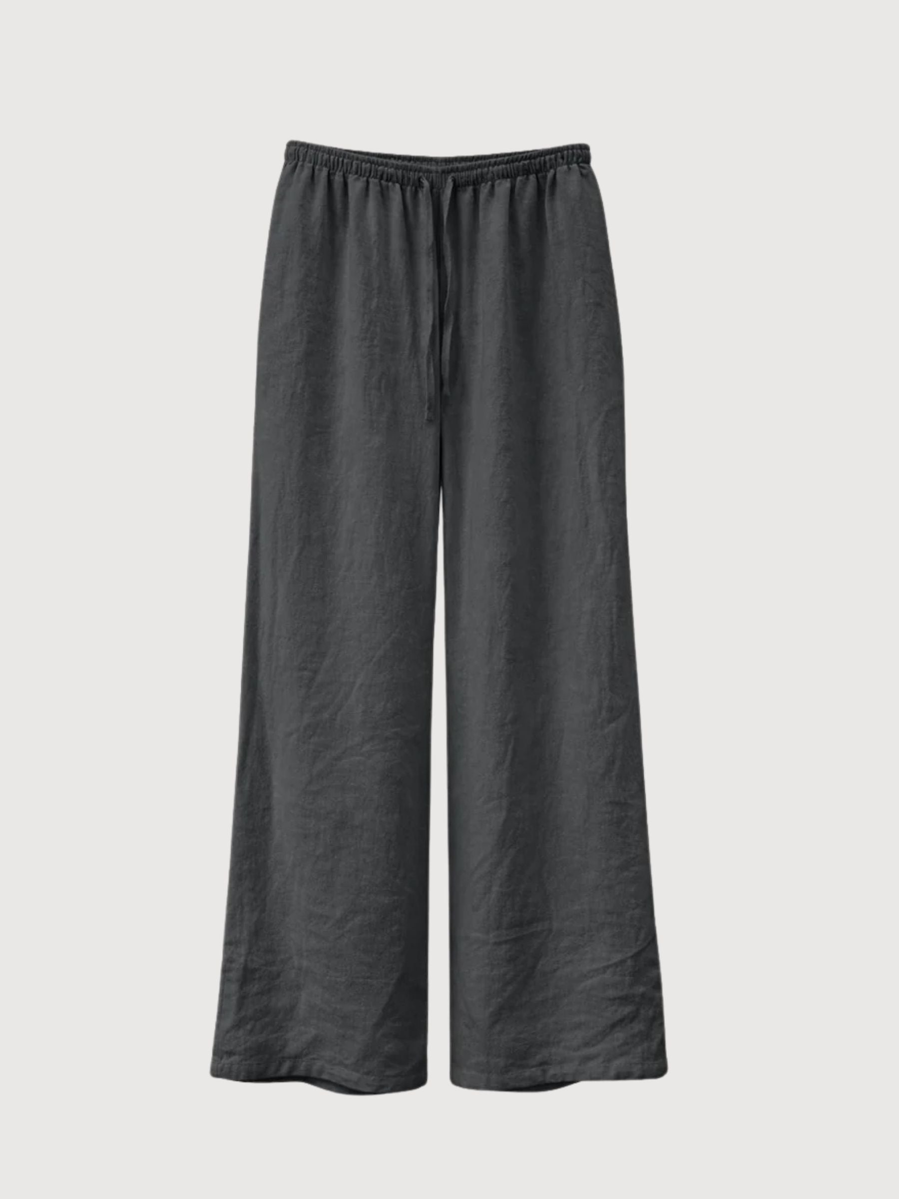 Leinenhose mit Kordelzug, Damen, Anthra | Mazine