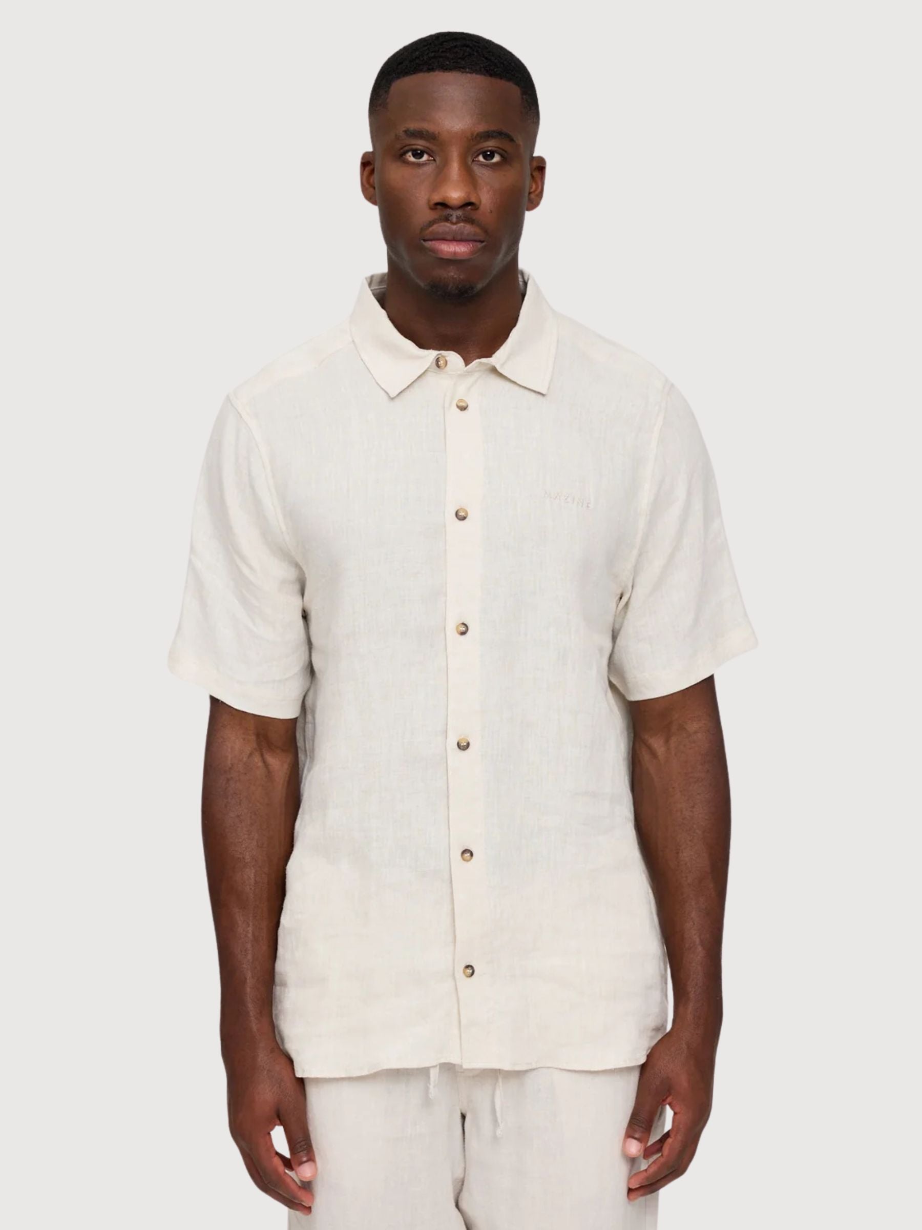 Camicia Uomo Lino Manica Corta Moon | Mazine