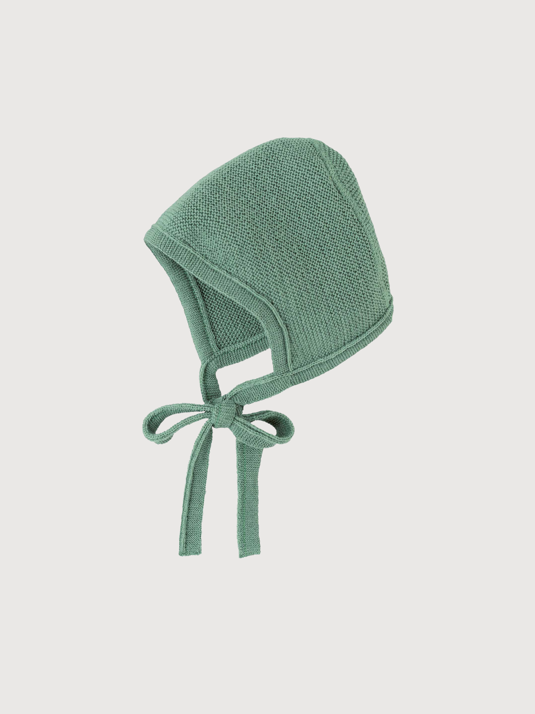 Bonnet Knitted Green Baby Wool | Disana