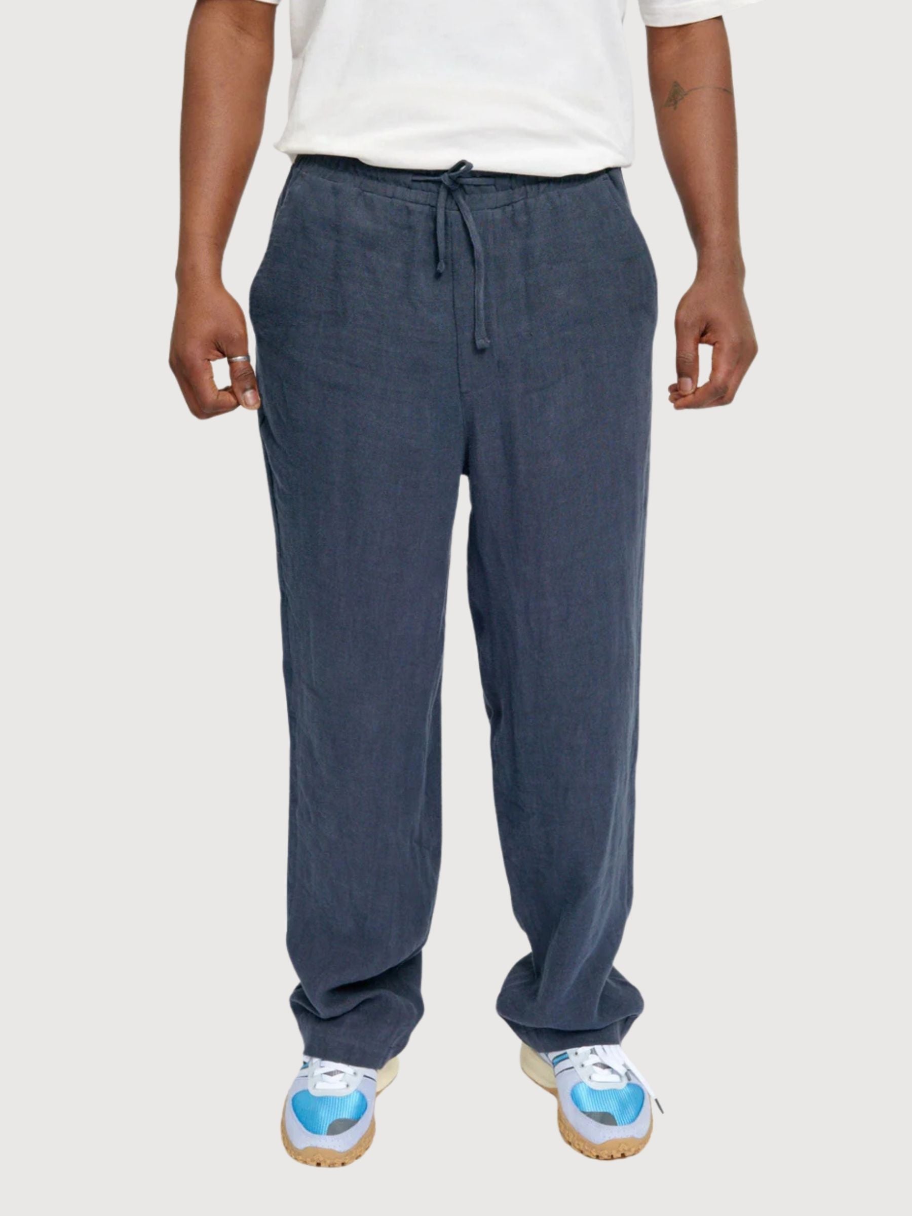 Trouser Linen Pull-On Man Ink Blue | Mazine