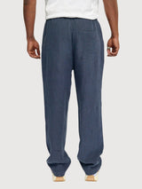 Pantalone Lino Pull-On Uomo Blu Inchiostro | Mazine
