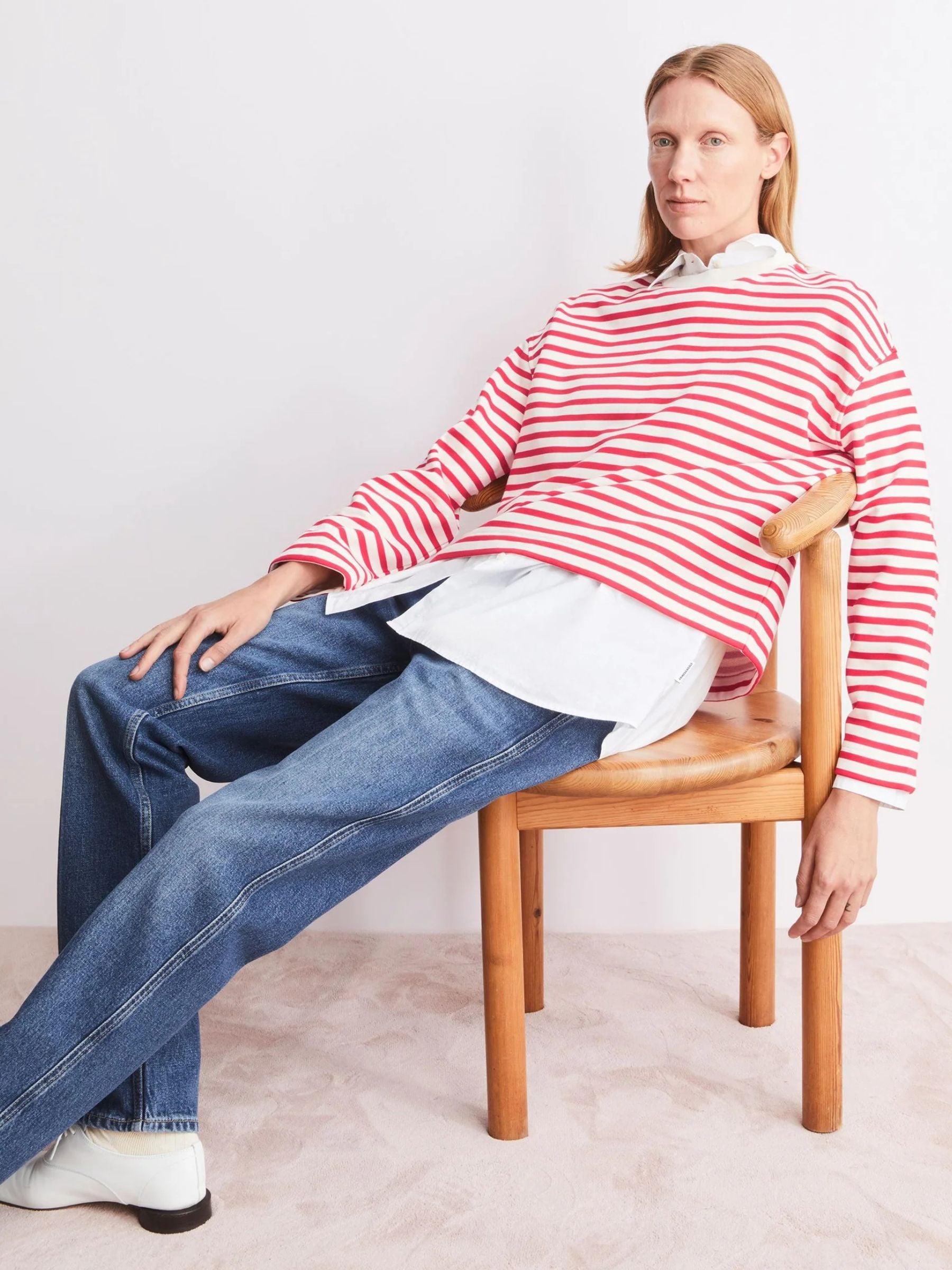 Sweat Frankaa Stripe Mars Red | Armedangels