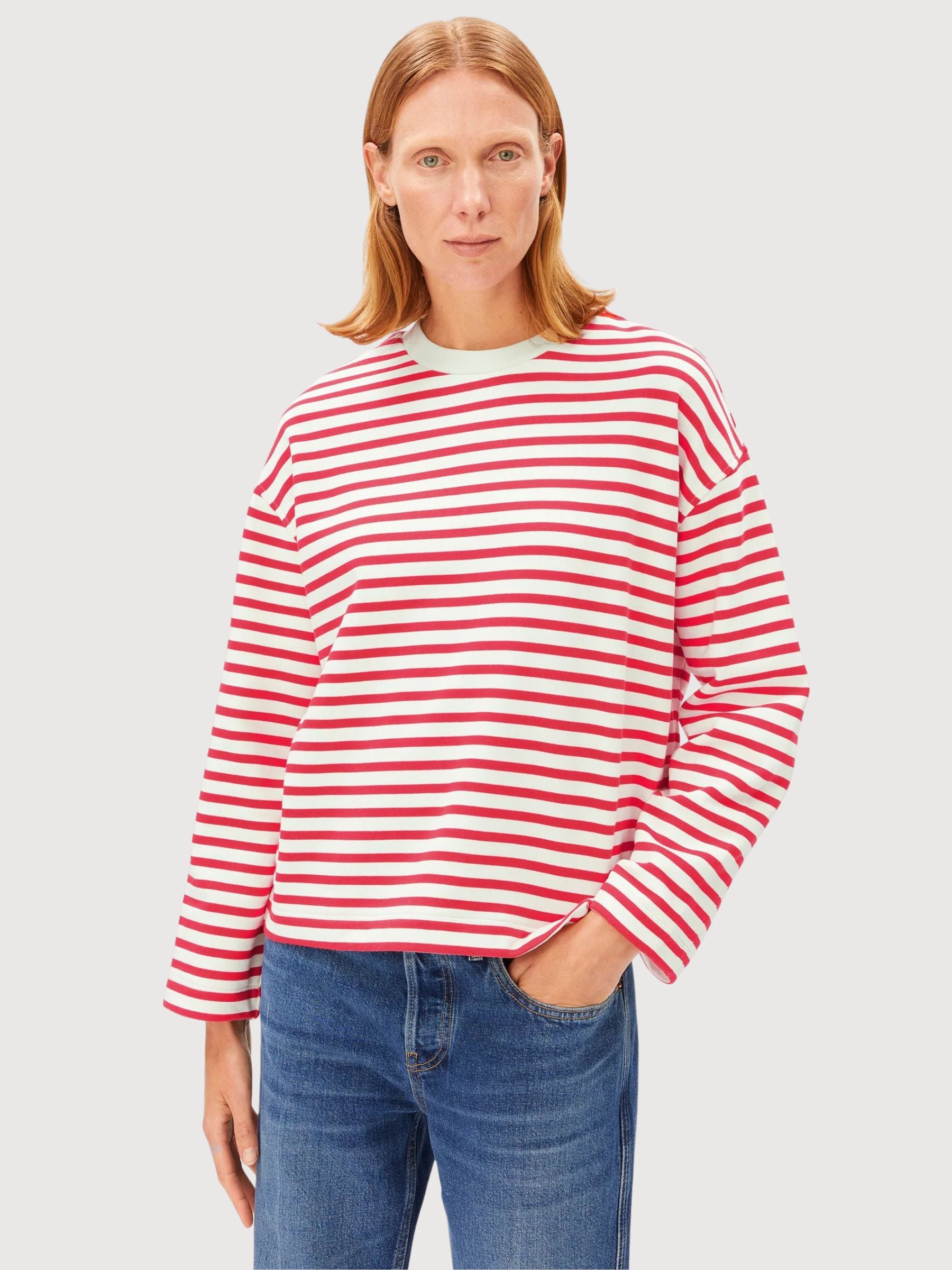Sweat Frankaa Stripe Mars Red | Armedangels