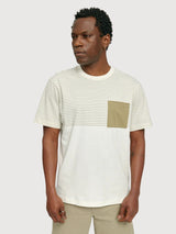 T-Shirt Halfway Striped Man OffWhite/Olive | Mazine