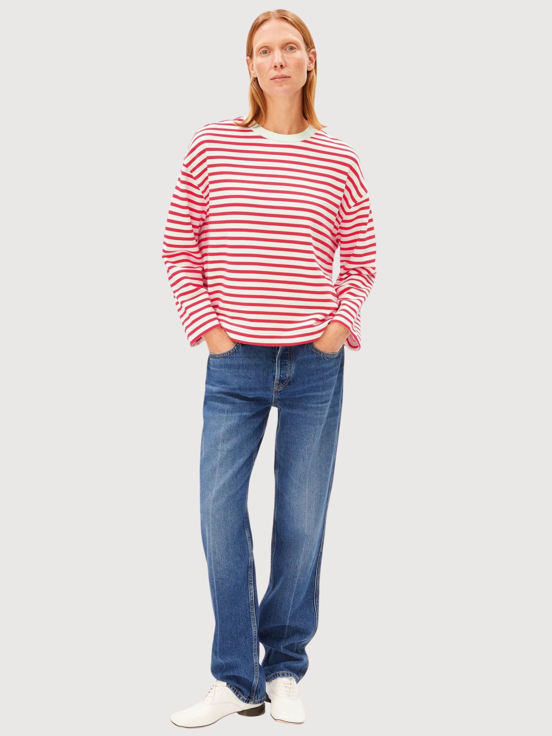 Sweat Frankaa Stripe Mars Red | Armedangels