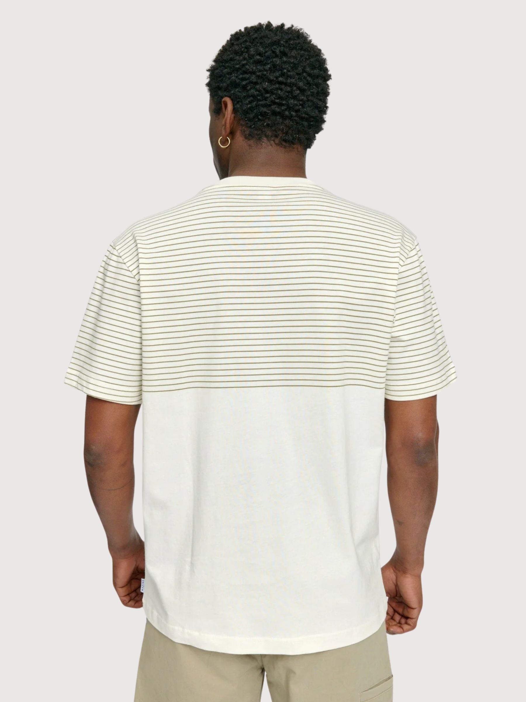 T-Shirt Halfway a righe da uomo OffWhite/Olive | Mazine