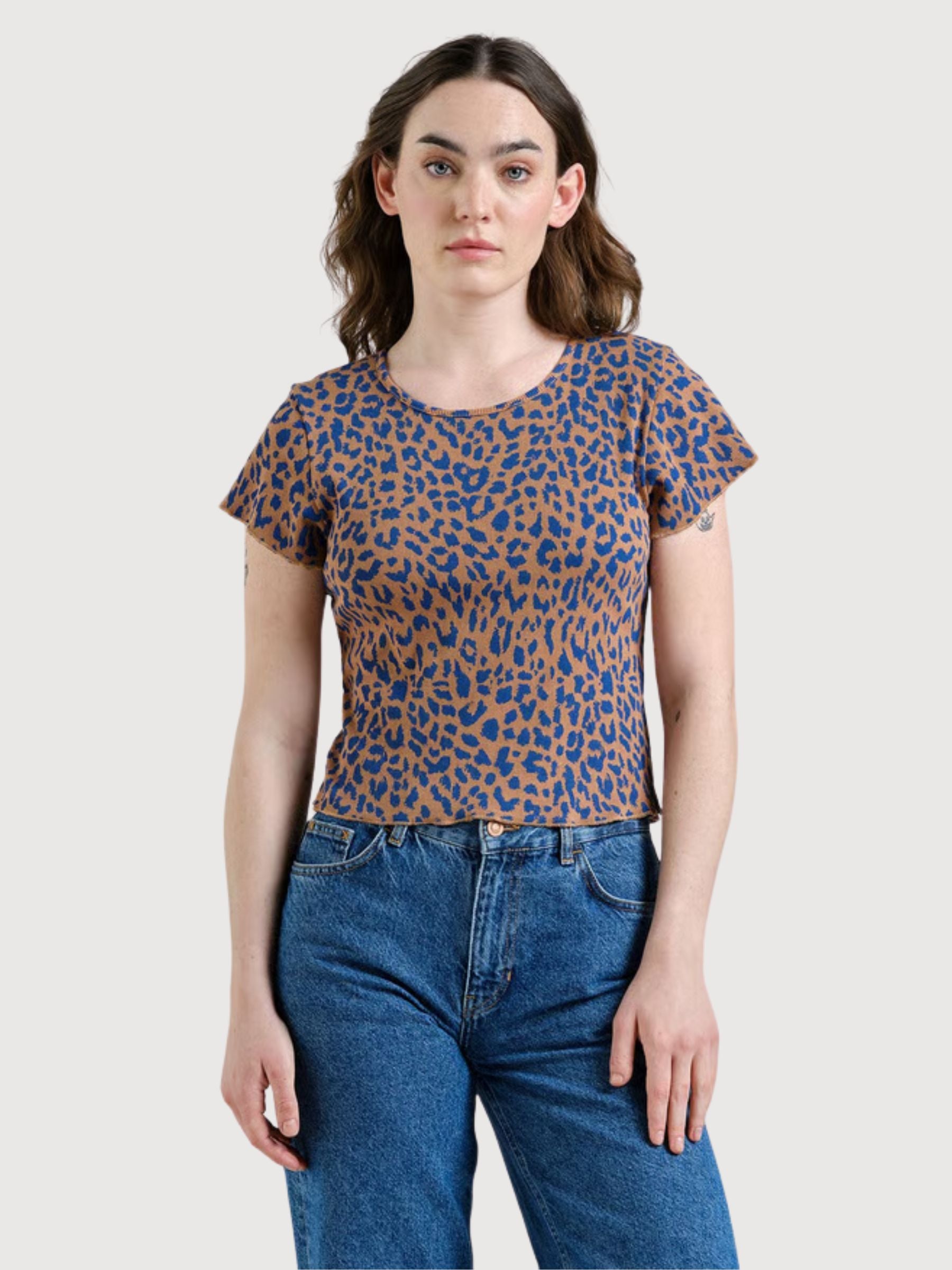 Rib Top Ven Leopard Light Brown Woman | Dedicated