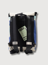 Backpack F155 Clapton Blue & White In Used Truck Tarps | Freitag