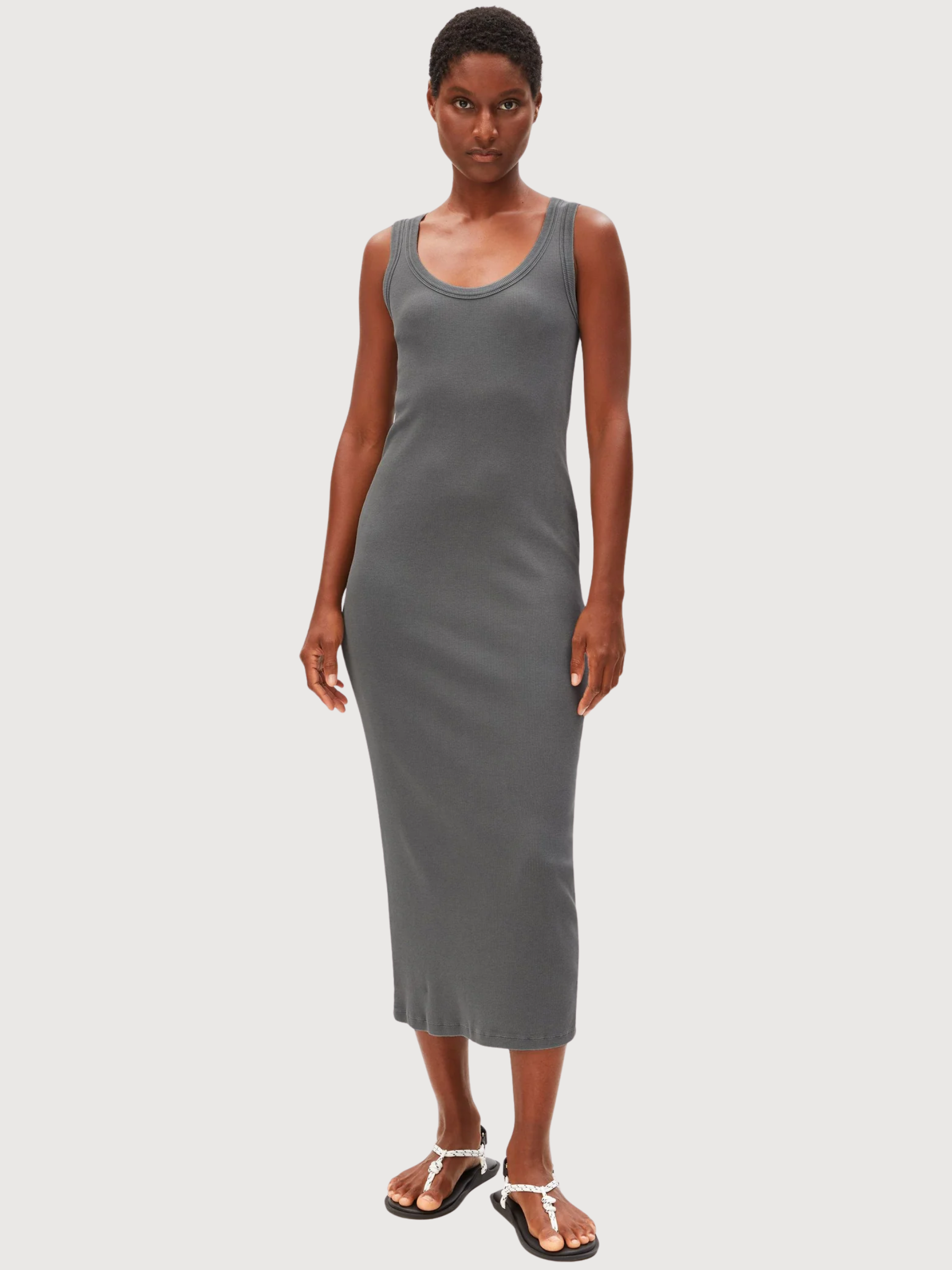 Kleid Gmt Dye Bodycon Rib SpaceSteel | Armedangels
