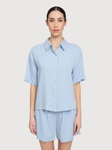 Camicia ManicaCorta Viscosa Donna AzzurroPastello | Mazine