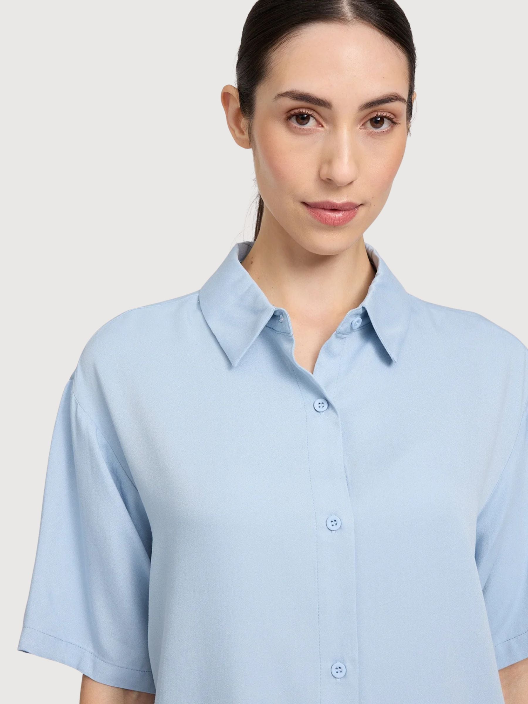 Camicia ManicaCorta Viscosa Donna AzzurroPastello | Mazine