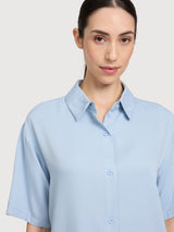 Camicia ManicaCorta Viscosa Donna AzzurroPastello | Mazine