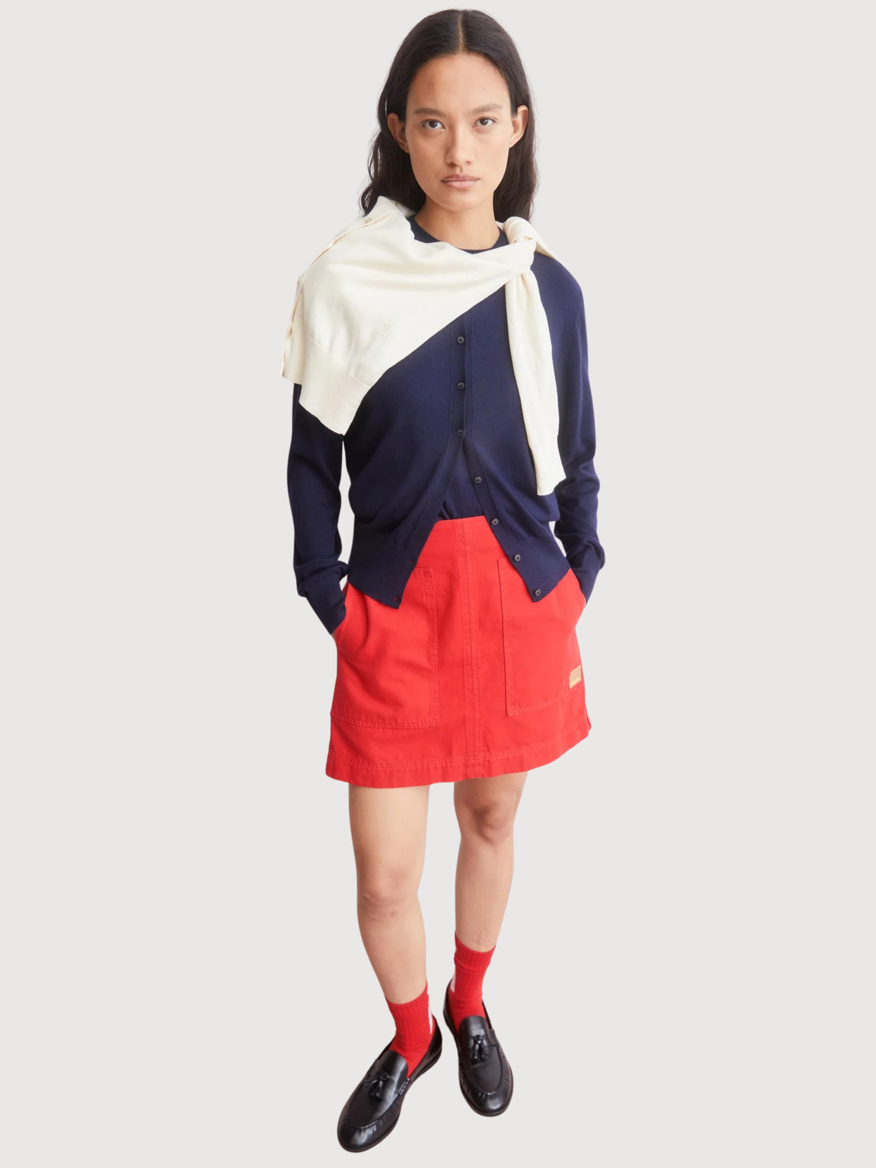 FEINSTRICK-CARDIGAN Tinted Navy | ARMEDANGELS