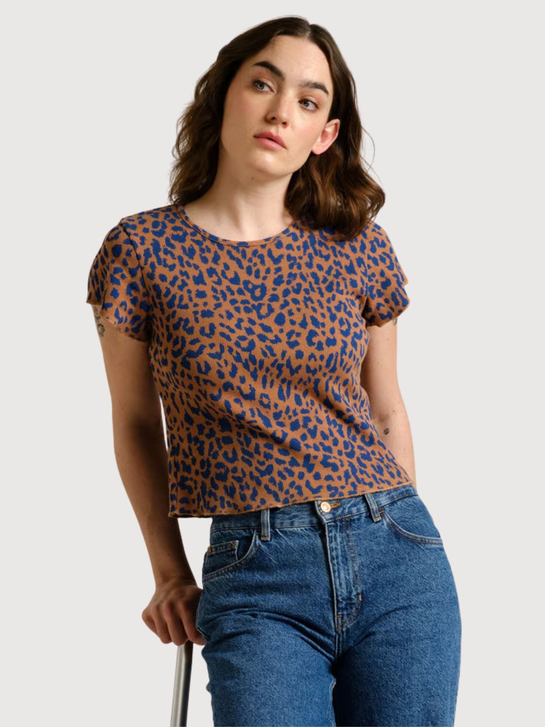 Rib Top Ven Leopard Light Brown Woman | Dedicated