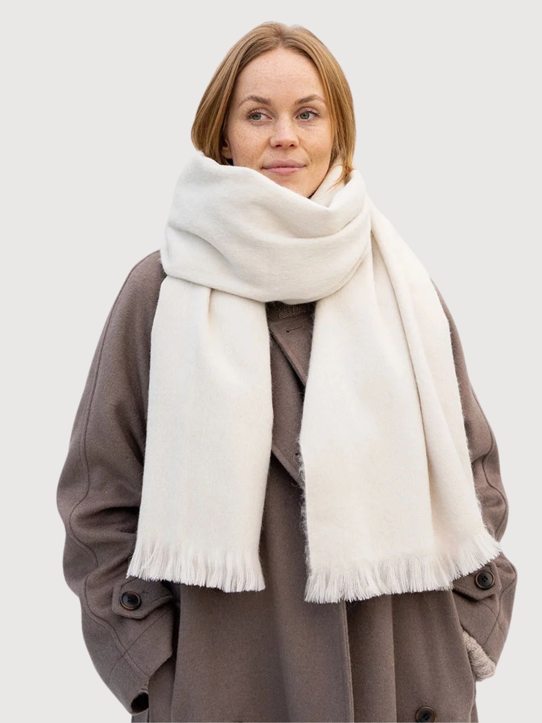 Alpaca Scarf Brushed Solid Butter Cream | Bufandy