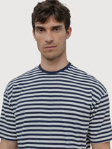 Tancredi Viskose Herren-T-Shirt Blau/Weiß | Rifo