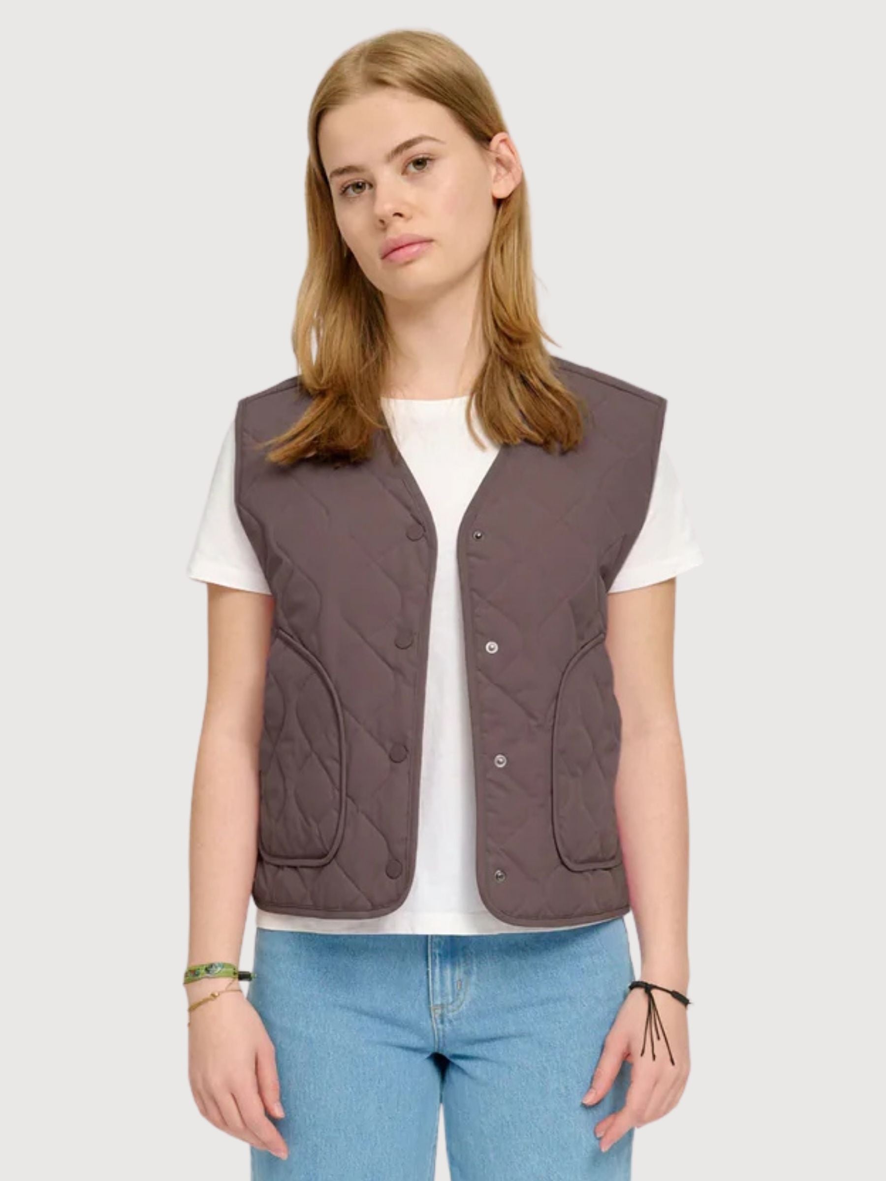 Vest Basic Light Padded Woman Eggplant | Mazine