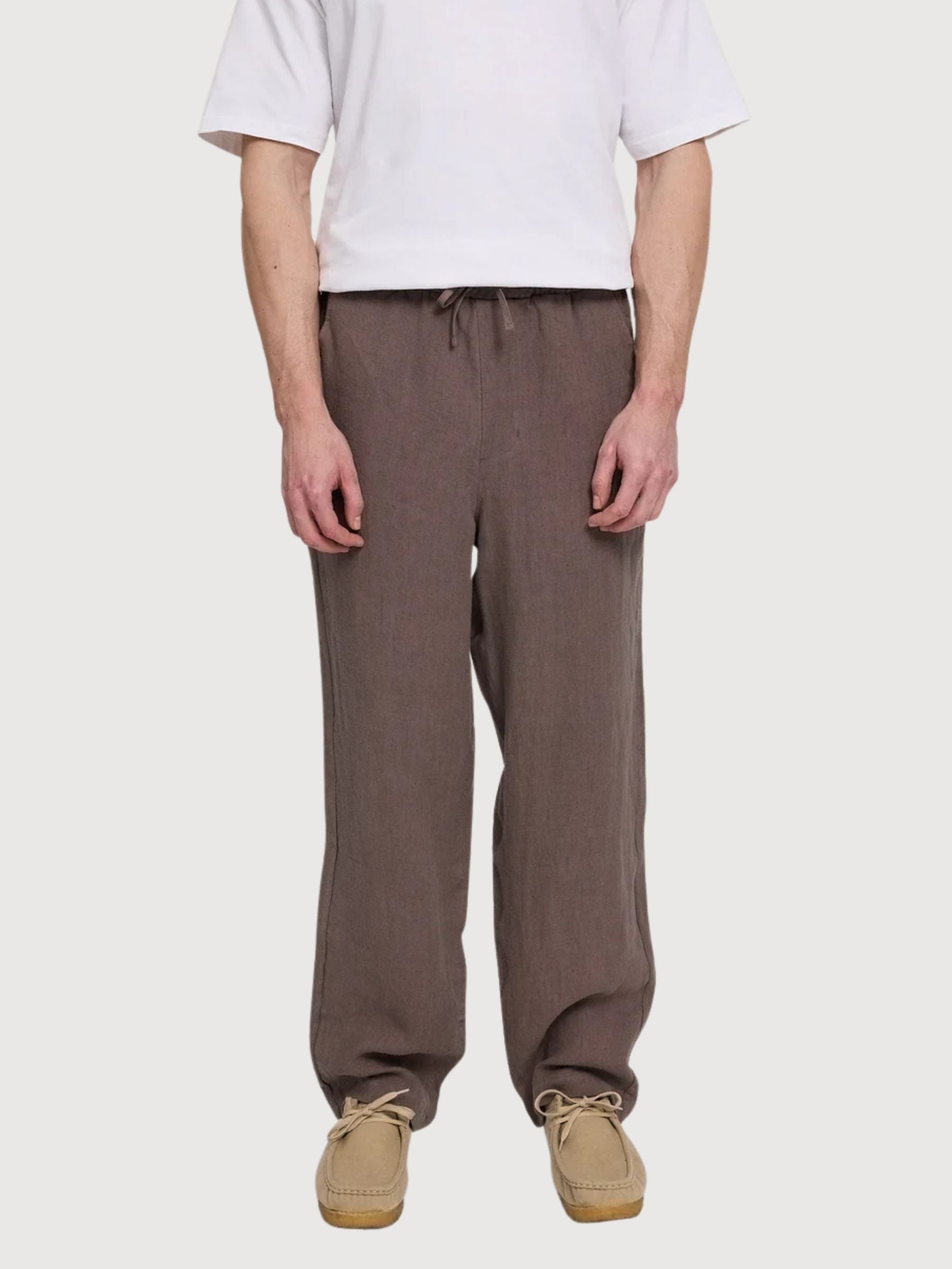 Trouser Linen Pull-On Man Grey Brown | Mazine