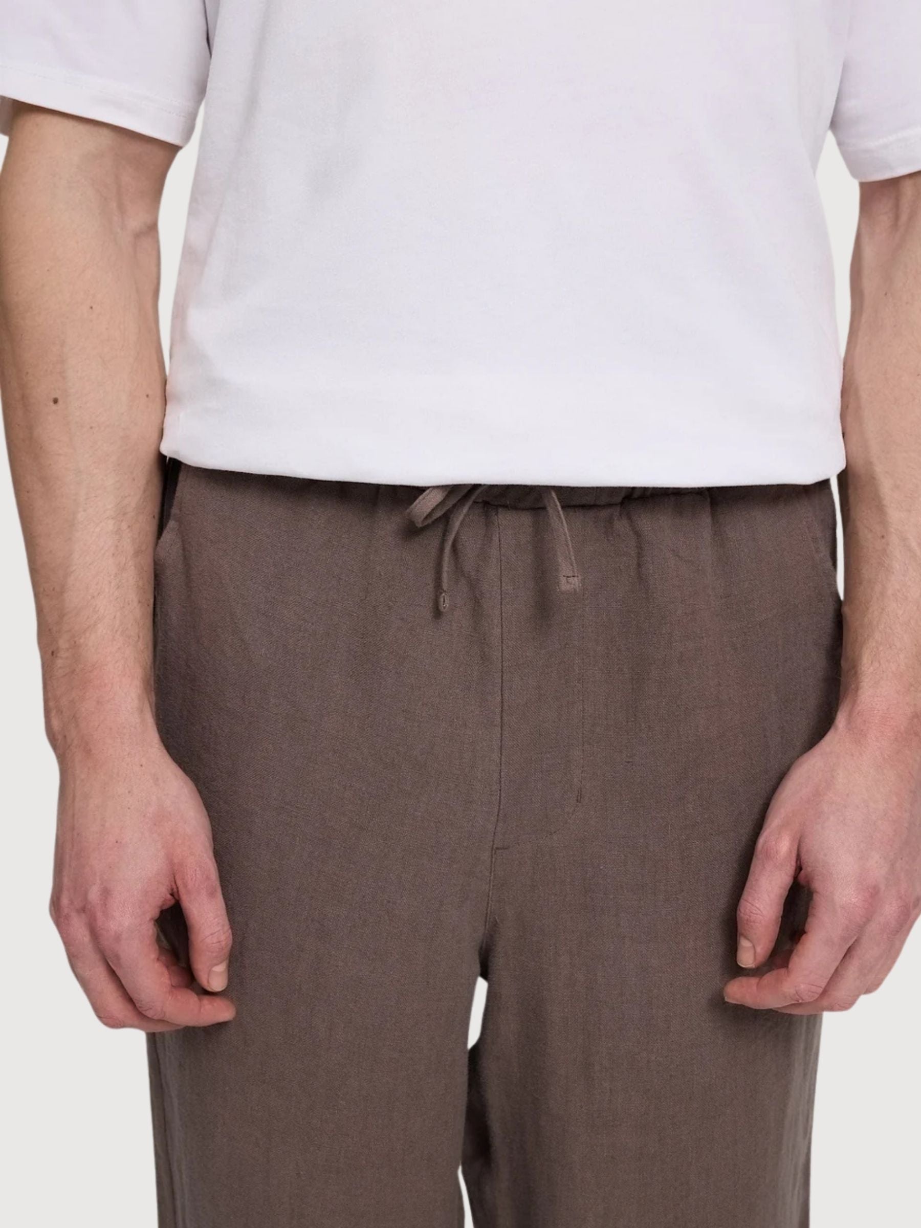 Trouser Linen Pull-On Man Grey Brown | Mazine