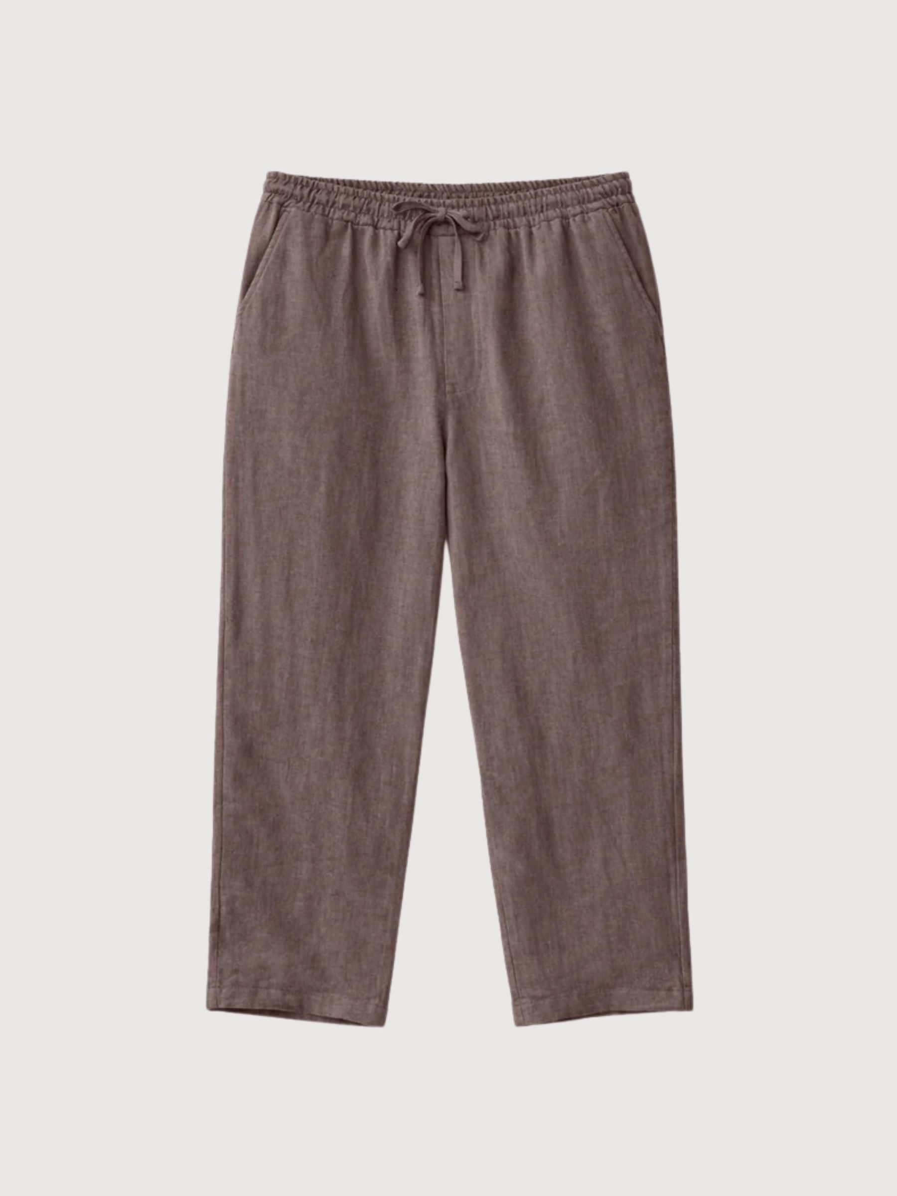 Trouser Linen Pull-On Man Grey Brown | Mazine