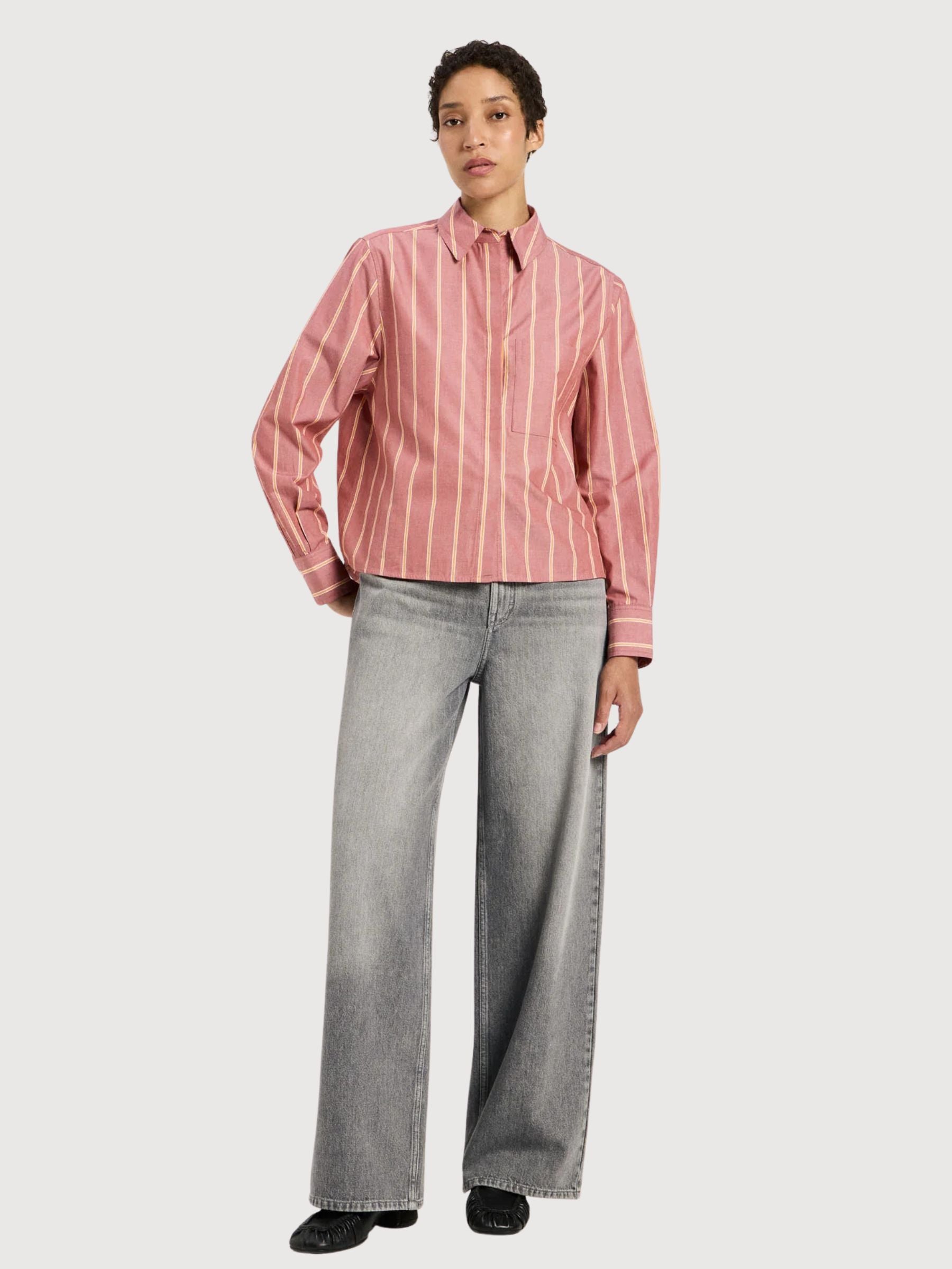 Striped Shirt GOTS Brick/Carrot | Lanius