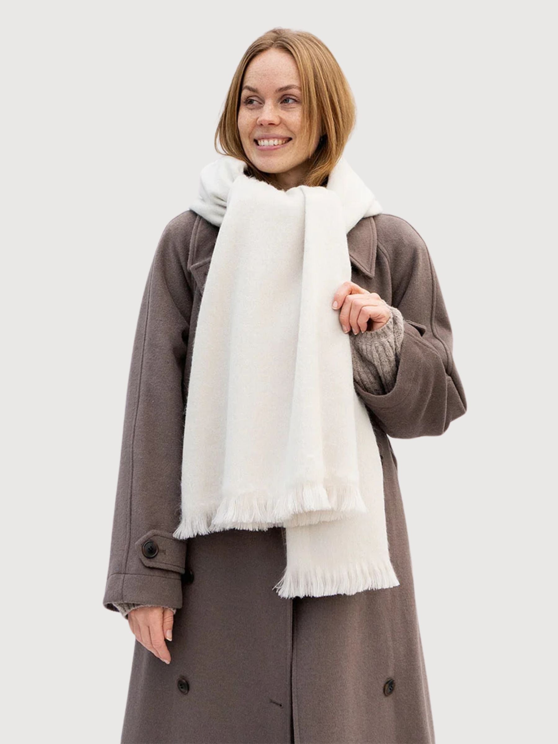 Alpaca Scarf Brushed Solid Butter Cream | Bufandy