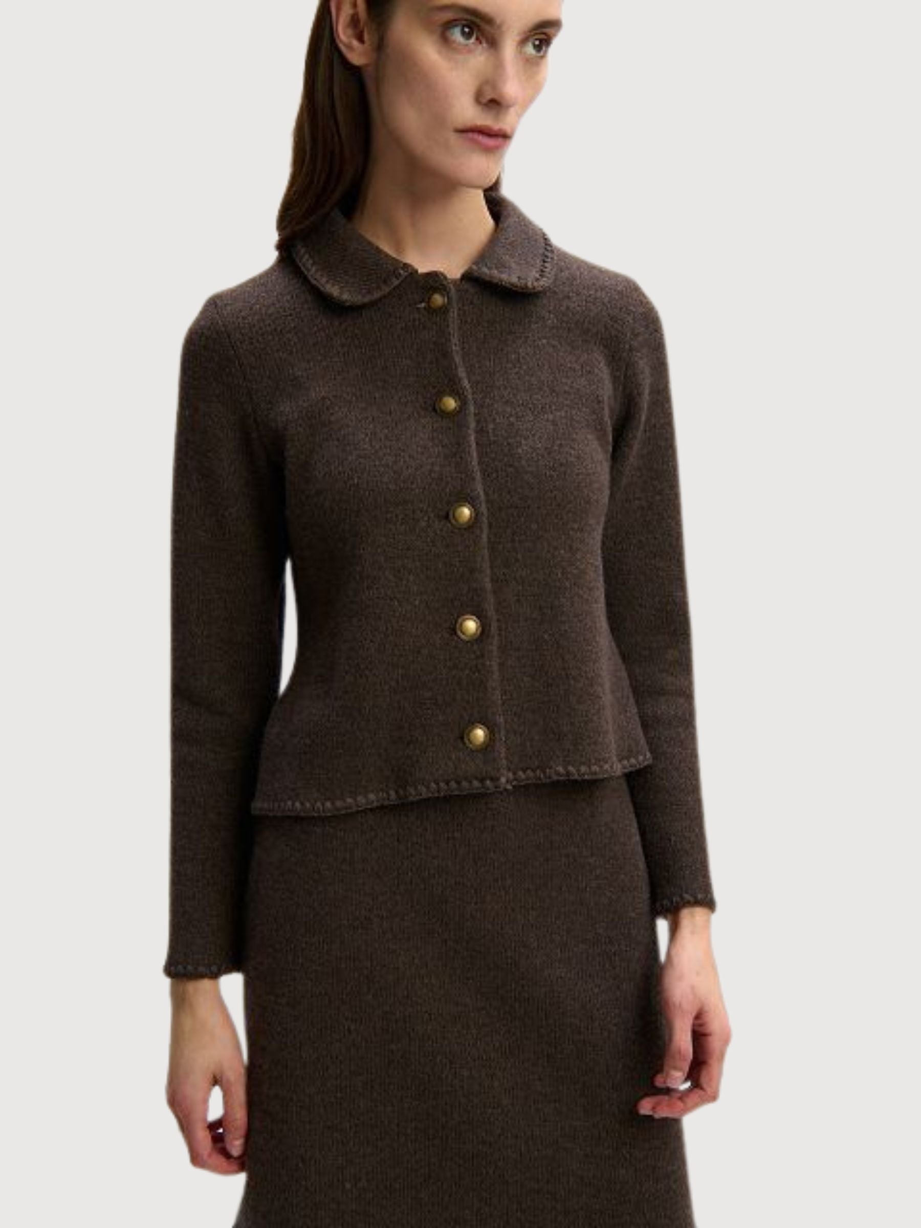 Cardigan Carina Cafe Woman Wool/Cotton | Stapf