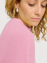Maglione da donna a maglia grossa color rosa cipria | Mazine