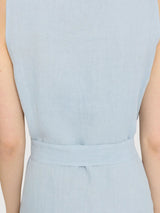 Kleid Maxi Ärmellos Leinen Pastellblau | Mazine