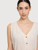 Kleid Maxi Ärmellos Leinen Moon | Mazine
