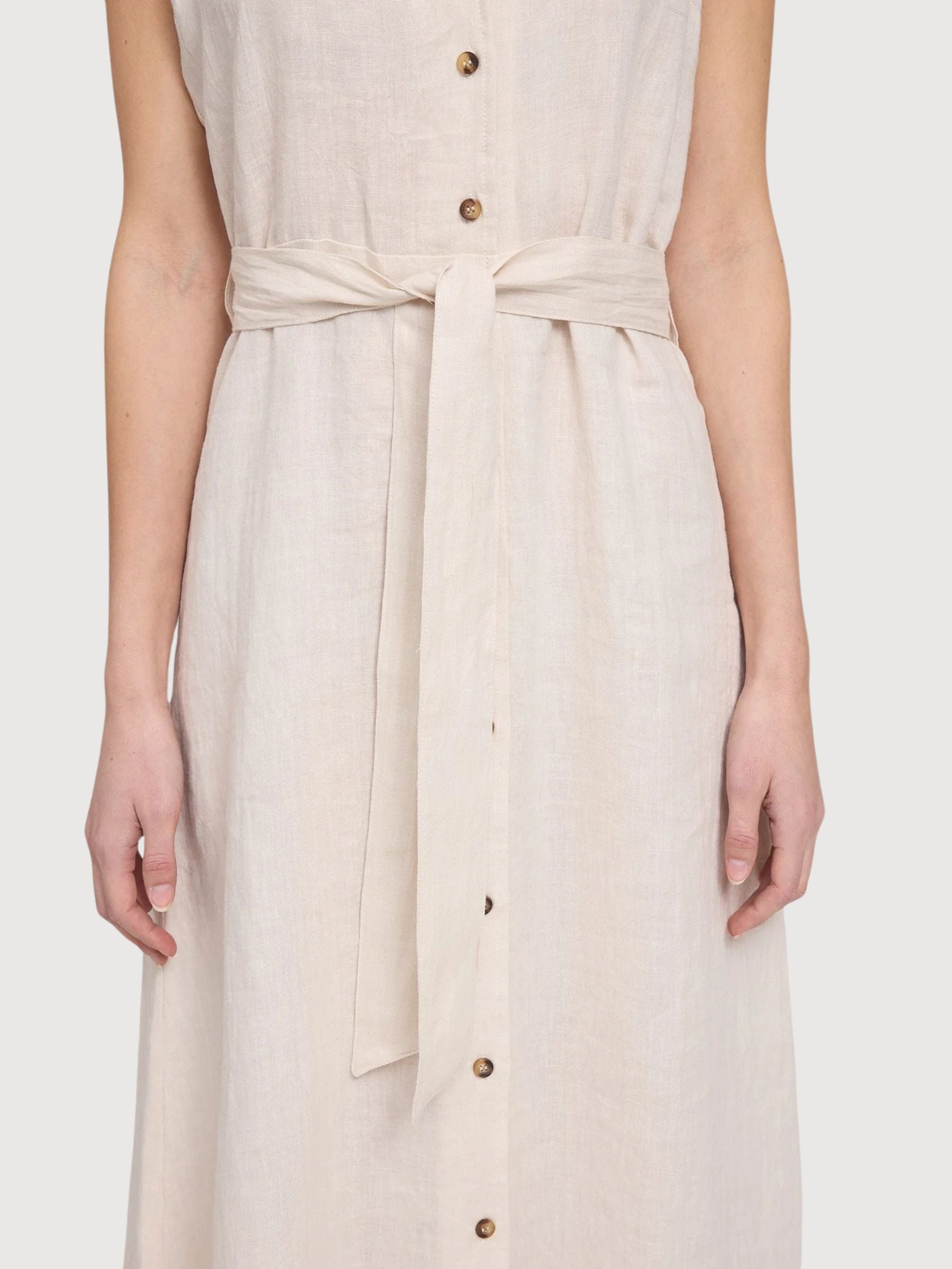 Vestito lungo senza maniche in lino Moon | Mazine