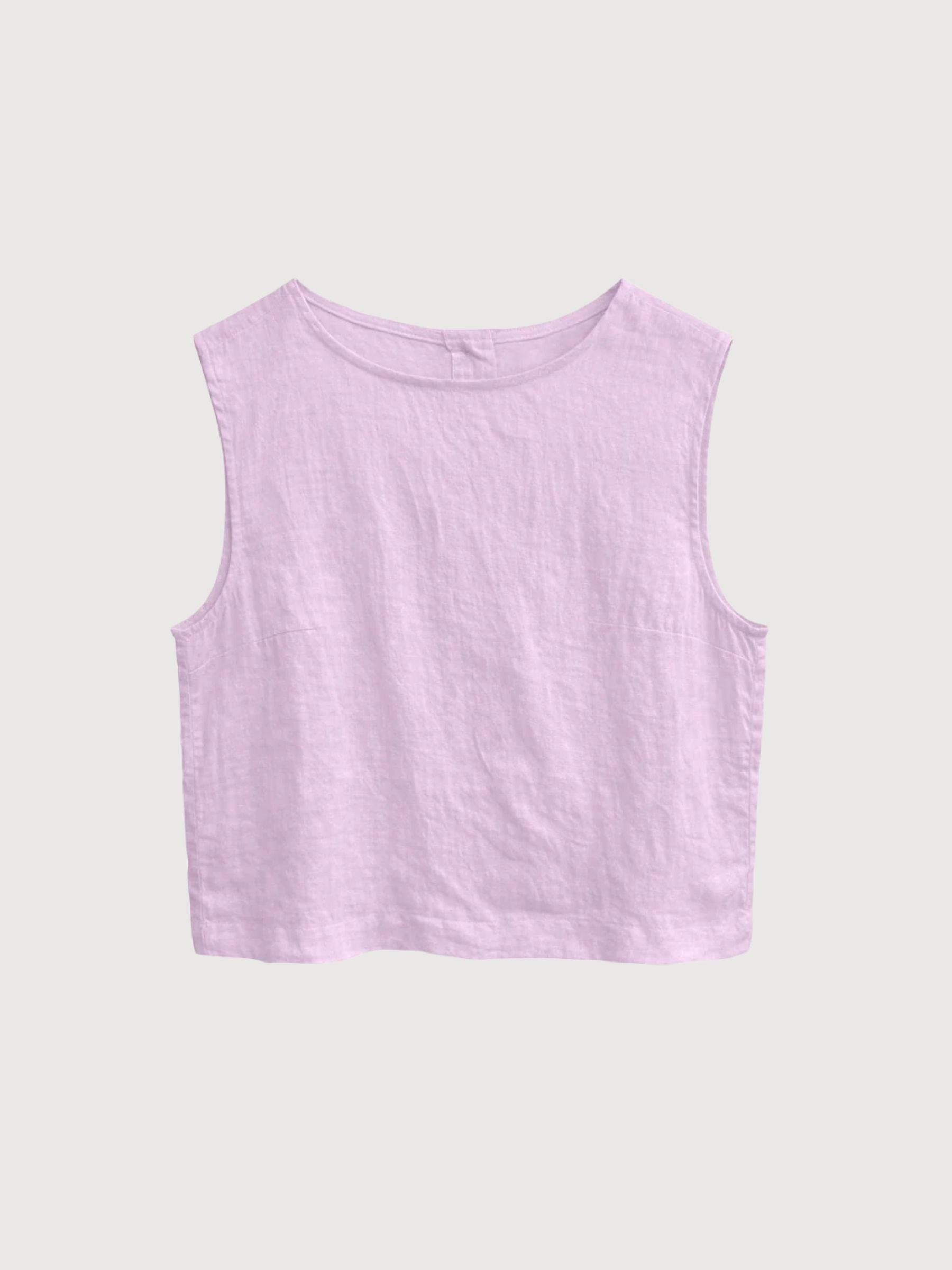 Top da donna in lino color lavanda brillante | Mazine