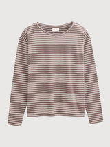 Long-Sleeve Shirt TaupeStripe | PEOPLE WEAR ORGANIC
