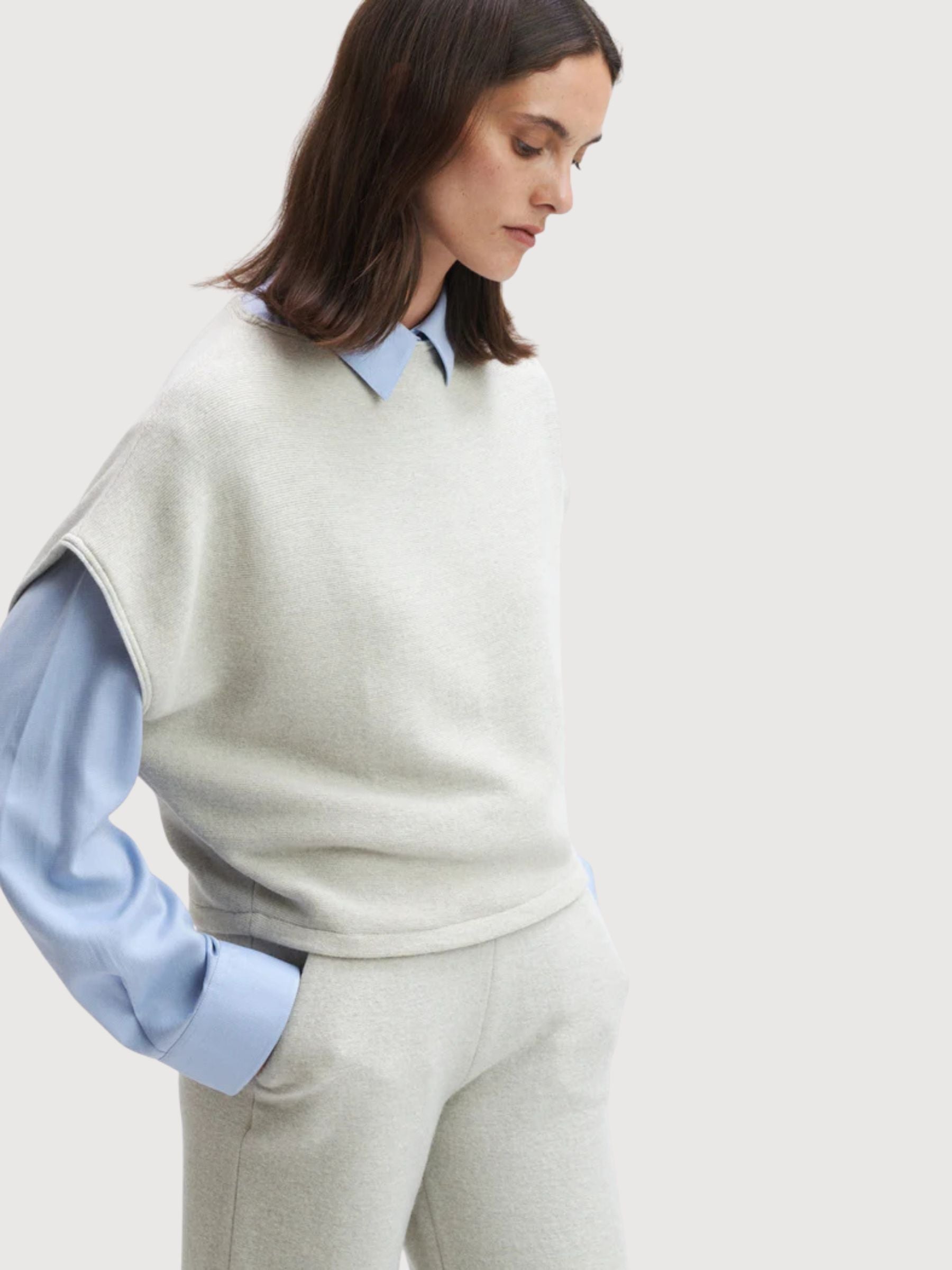 Camicia Evi Donna Ecru Merino/Cotone | Stapf