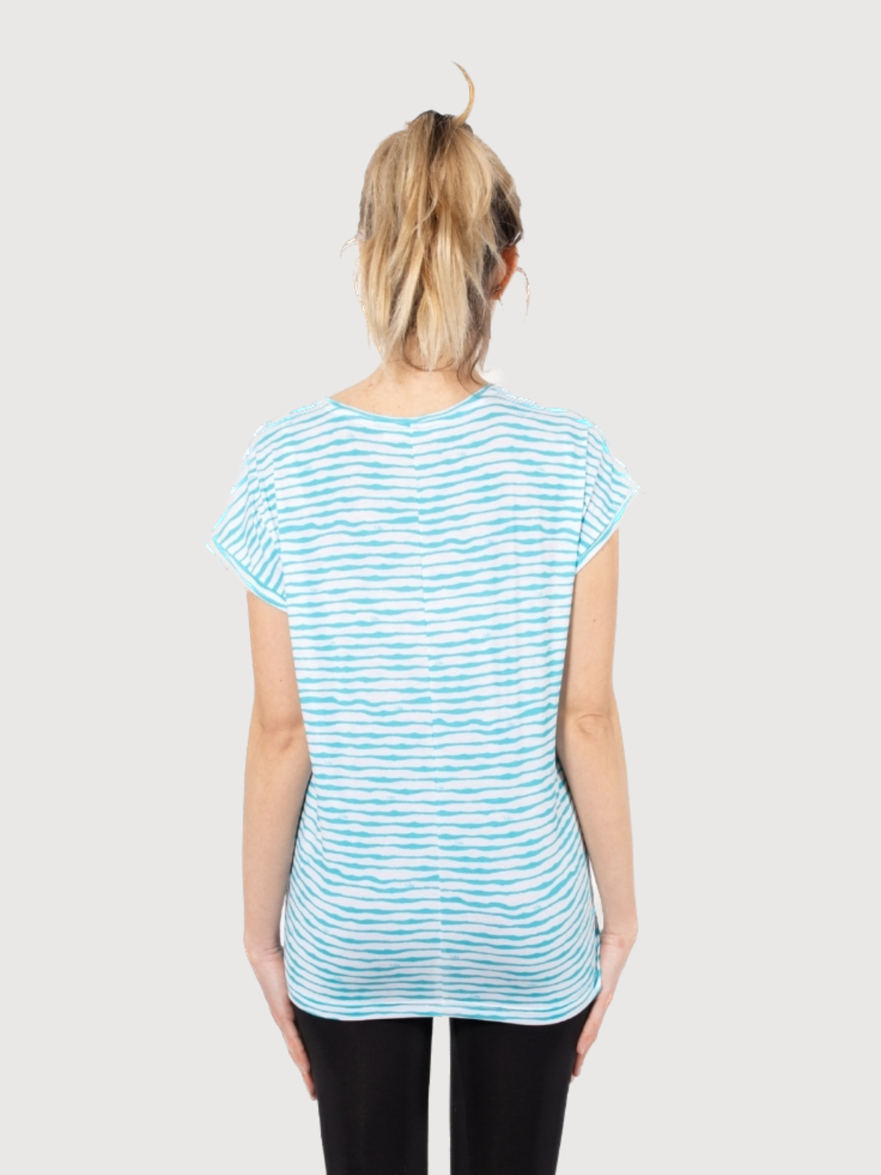 Laura T-shirt Righe Azzurre Donna | Cora Happywear