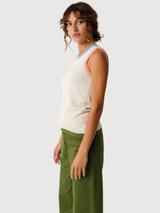 Top Baia Tight Fit Woman Ivory Gots Cotton | Skfk