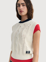 Aria Strickweste in Ecru für Damen | Thinking Mu