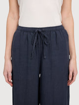 Trouser Drawstring Linen Woman Ink Blue | Mazine