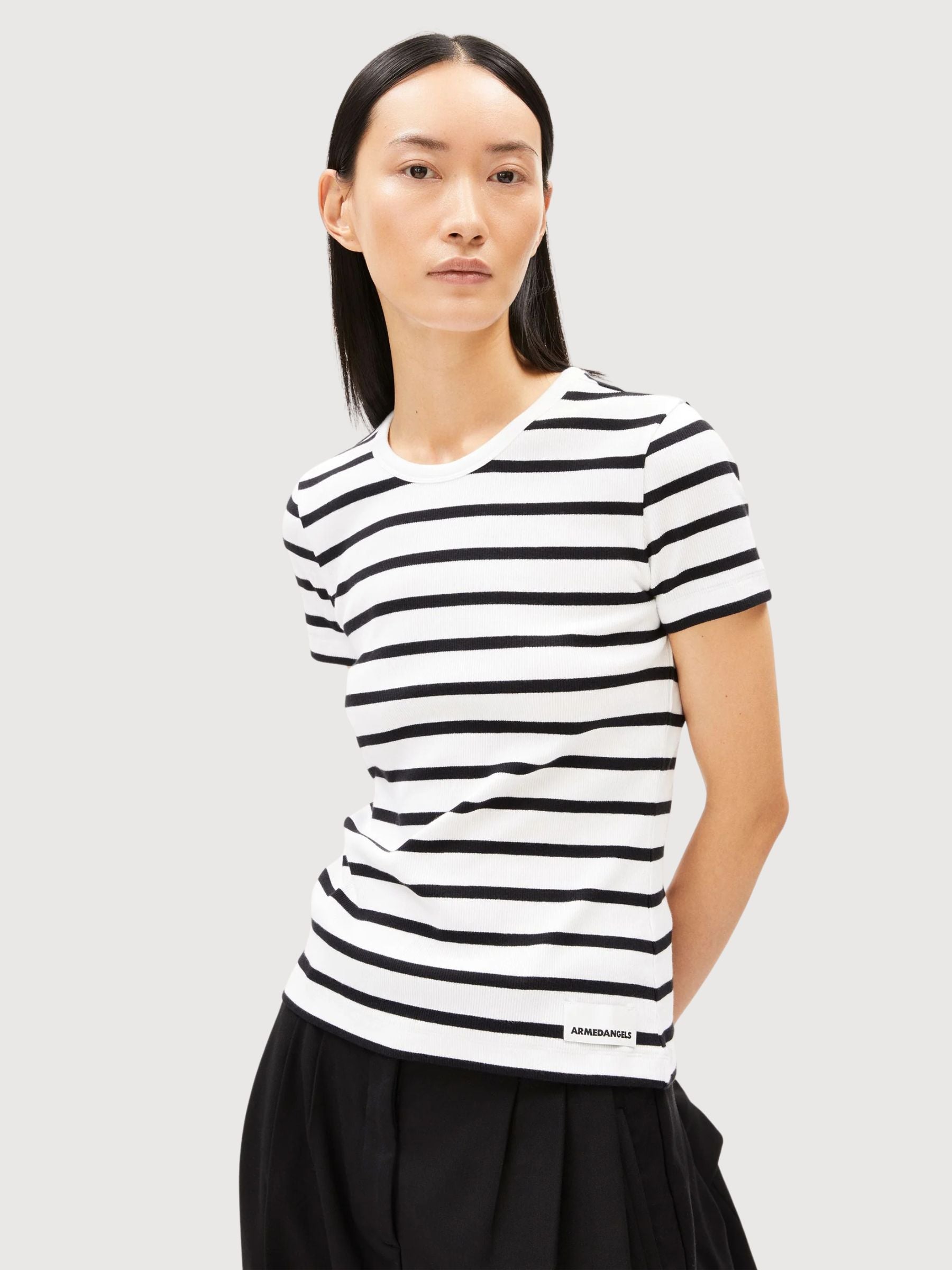 Maglietta Kardaa Stripes Bianco-Nero | Armedangels