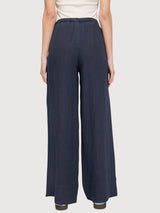 Trouser Drawstring Linen Woman Ink Blue | Mazine