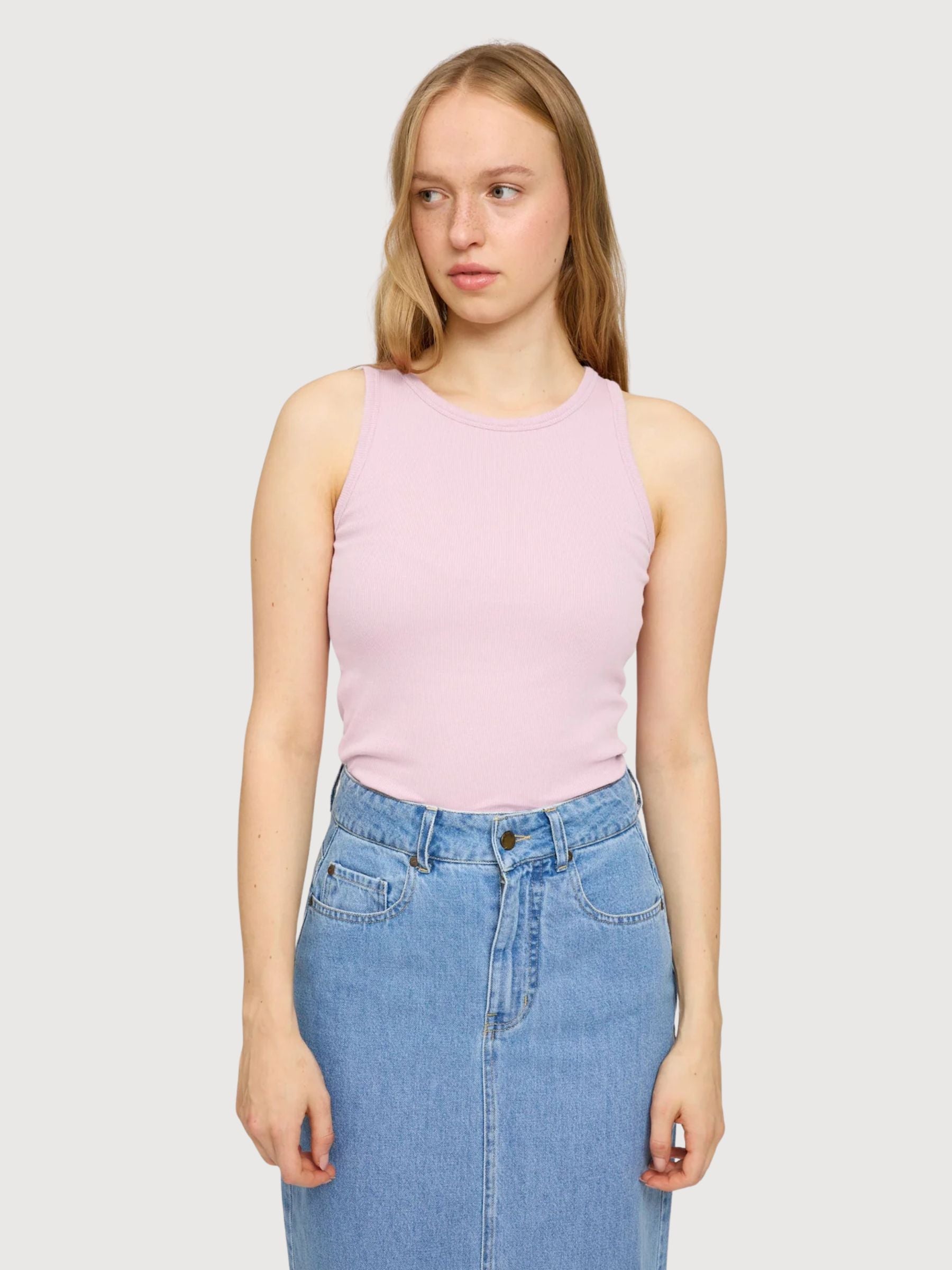 Tanktop Basic Peony Pink Cotton | Mazine