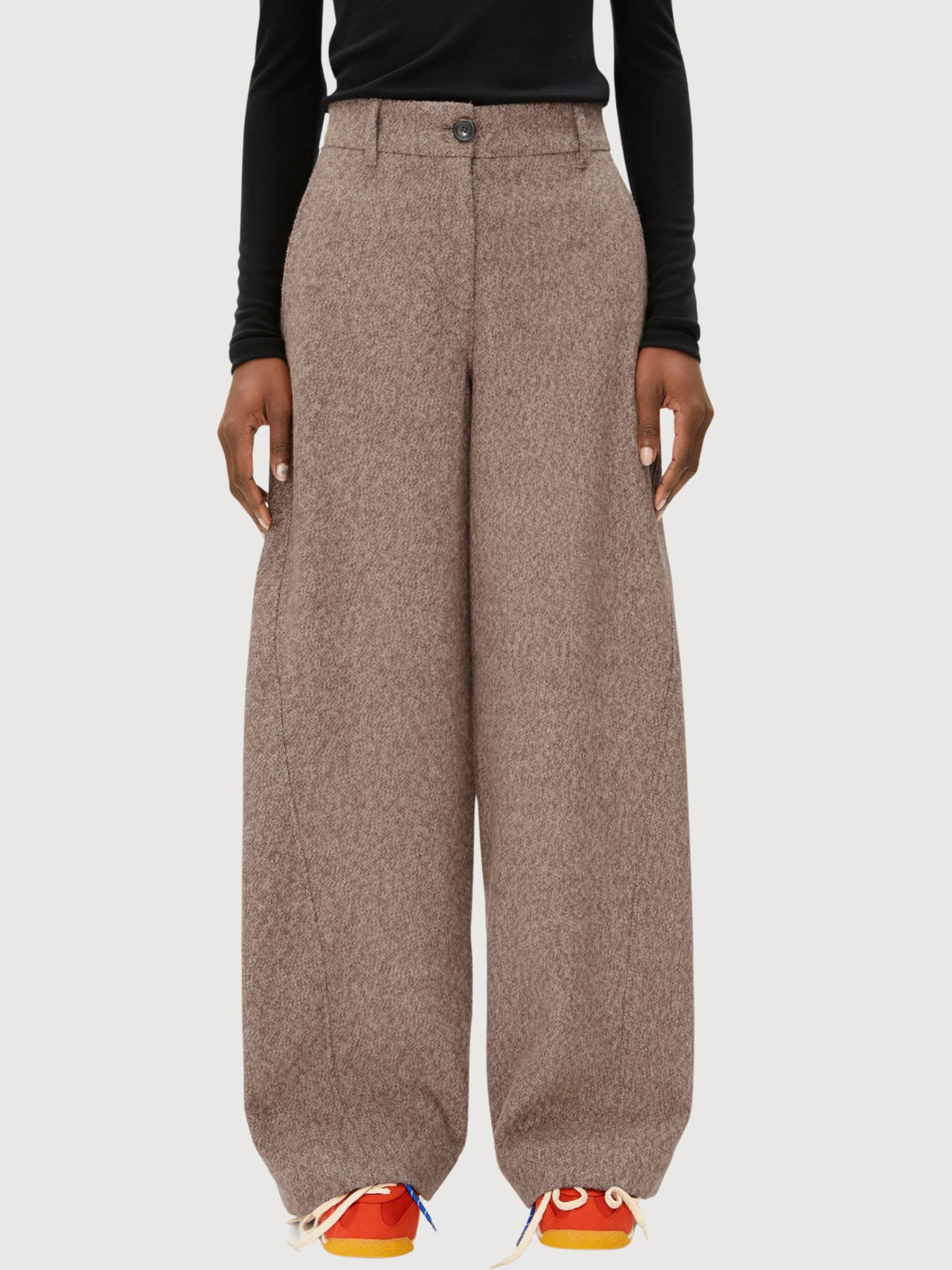 Trousers Nyxaa Tweed Beige Woman Cotton | Armedangels
