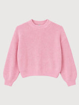 Maglione da donna a maglia grossa color rosa cipria | Mazine