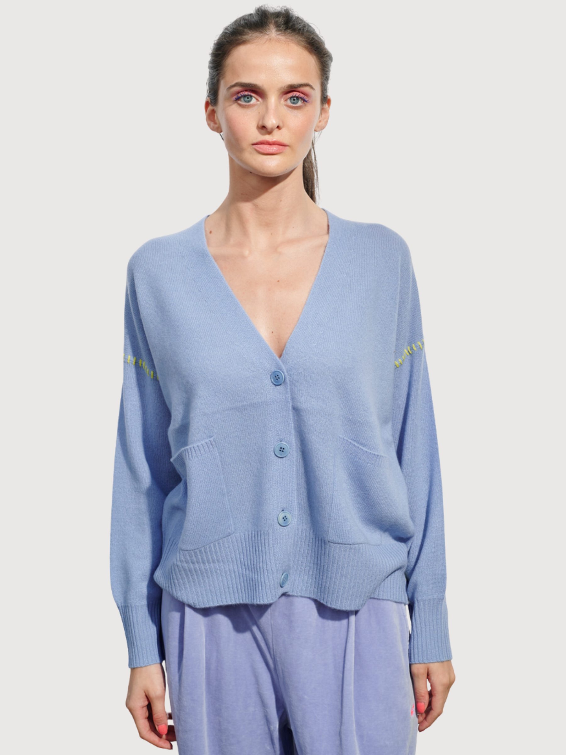Cardigan Contrast Stitch Cielo | Another Brand