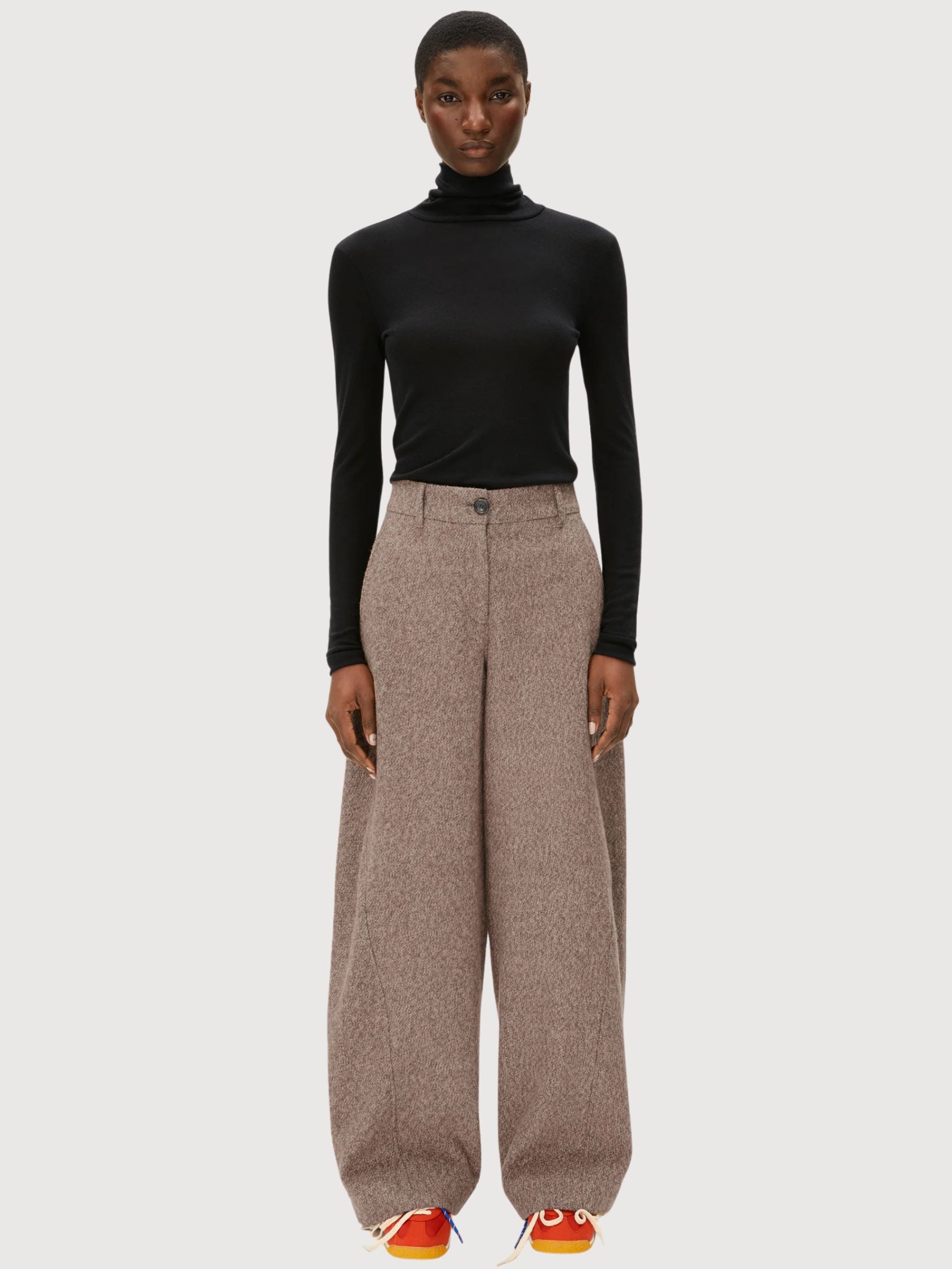 Trousers Nyxaa Tweed Beige Woman Cotton | Armedangels