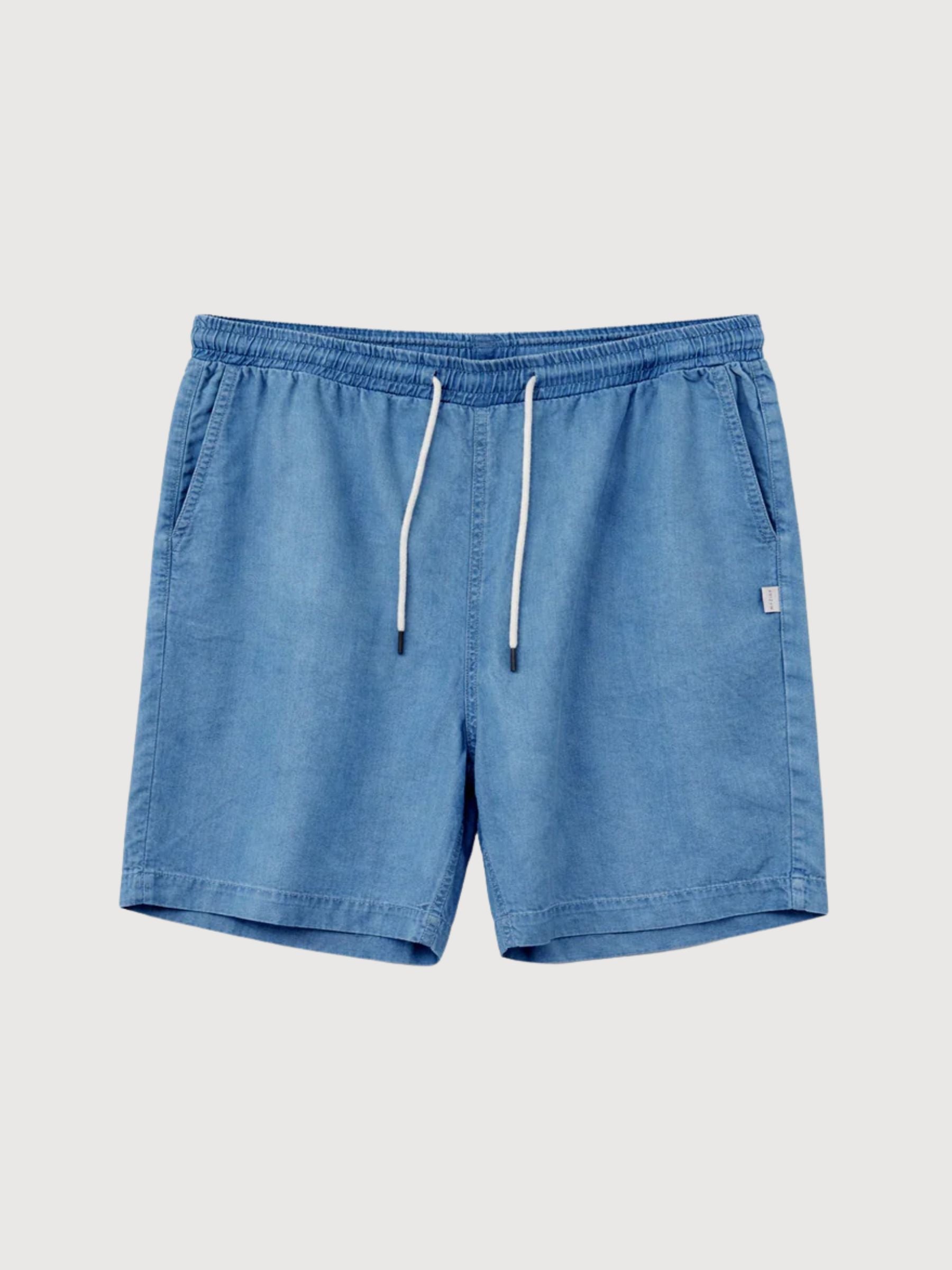 Pantaloncini in denim da uomo, modello pull-on, blu scuro | Mazine